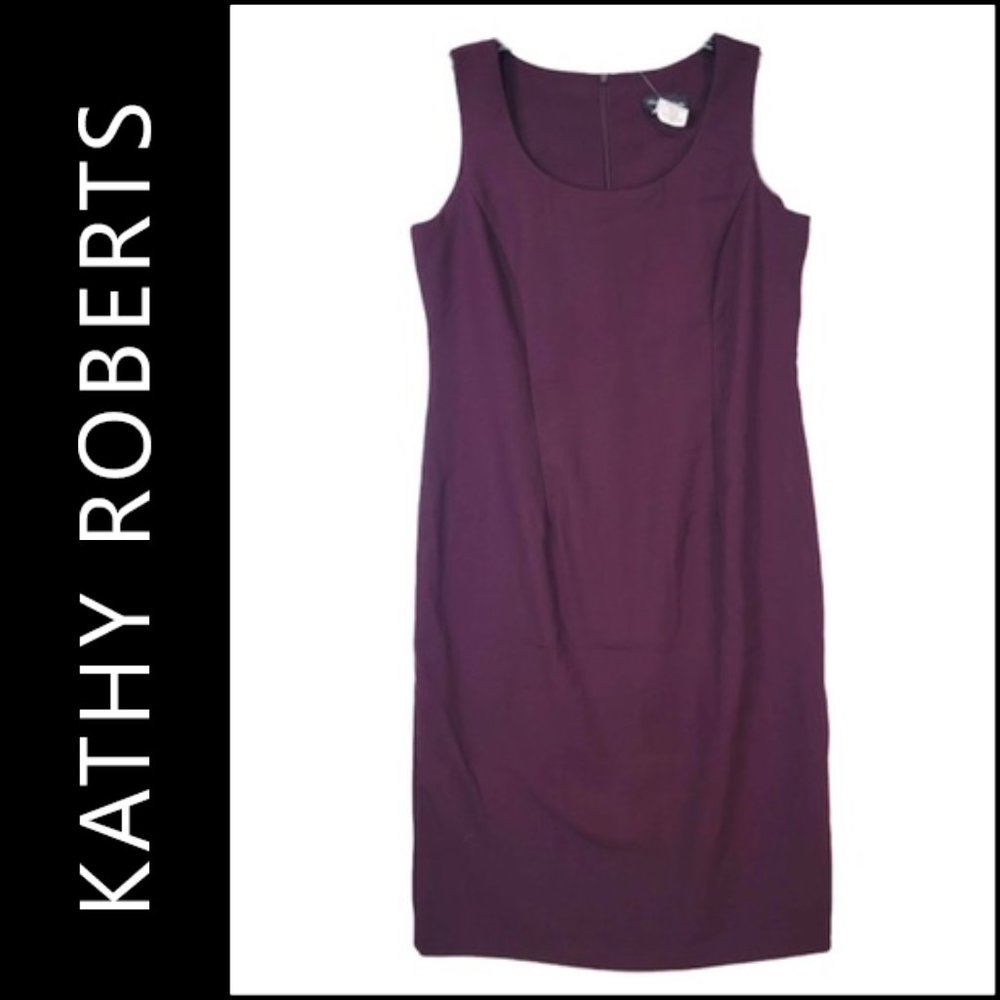Kathy Roberts Women Sheath Sleeveless Dress Size 10 Maroon